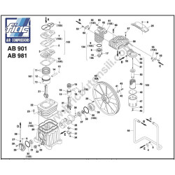 Fiac Compressore AB500/981 Ricambi - Esploso Gruppo Pompante