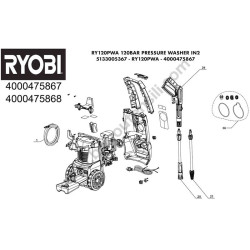 RYOBI RY120PWA Idropuitrice Ricambi - Esploso