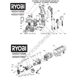 RYOBI RY130PWA Idropuitrice Ricambi - Esploso