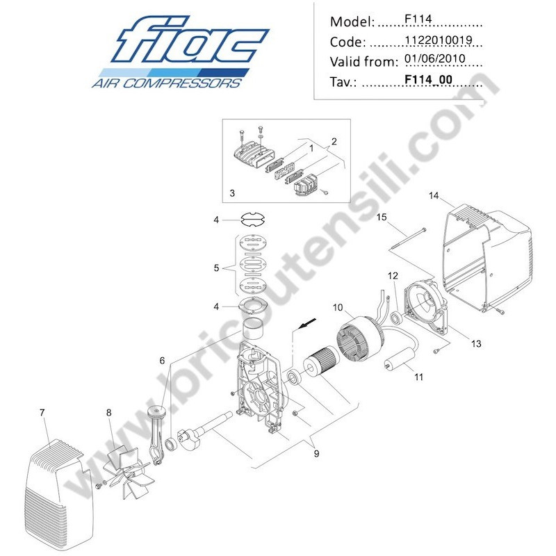 Ricambi Fiac per Gruppo Pompante F114
