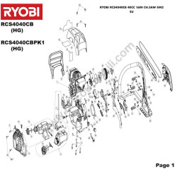 RYOBI RCS4040CB Motosega Esploso Ricambi