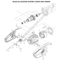 Makita Electric Chain Saw UC4550A Parts Diagram