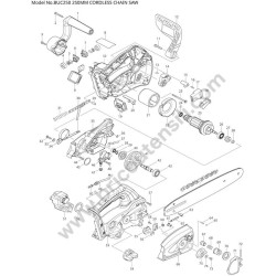 Makita Cordless Chain Saw BUC250 Parts Diagram