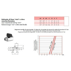 Rubinetto di linea Maschio/Femmina 1/4"-1/4"