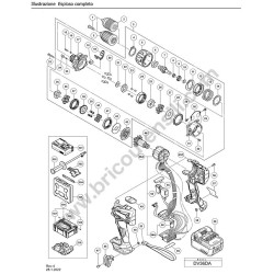 Hitachi Cordless Driver Drill DV36DA Parts Diagram