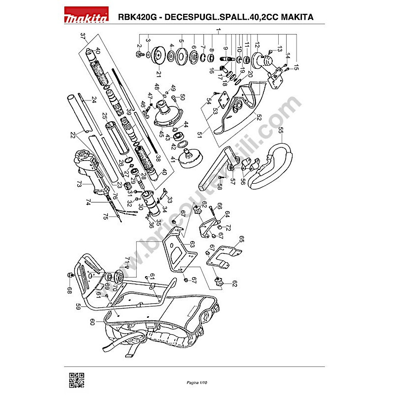 Makita Decespugliatore RBK420G Esploso Ricambi