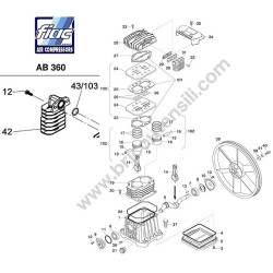 FIAC Spare Parts Drawing for Air Compressor Pump Unit AB 360
