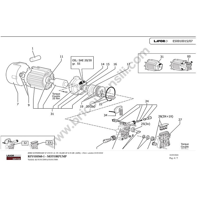 Lavor Idropulitrice SUPERWASH '07 Esploso Ricambi