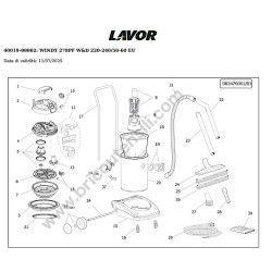 Lavor Vacum Cleaner WINDY 278PF W&D Parts Drawing