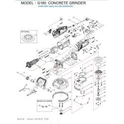AGP Grinder G180 Spare Parts Drawing