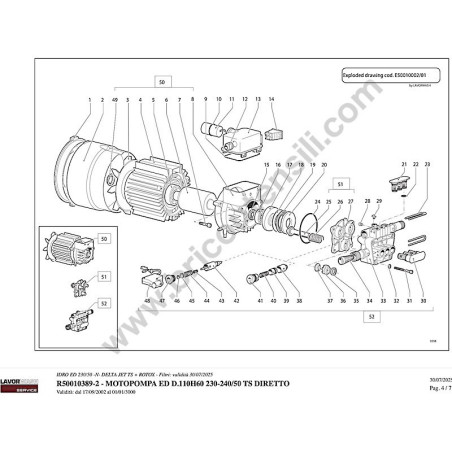 Lavor Pressure Cleaner ED 230/50 DELTA Motorpump Parts Drawing