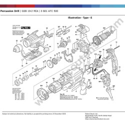 Bosch Trapano GSB 19-2 REA Esploso Ricambi
