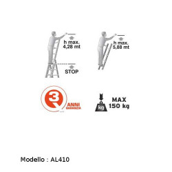 Scala Trasformabile Tripla in Alluminio EN131