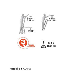 Scala Trasformabile Tripla in Alluminio EN131