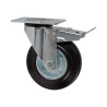 Rubber wheel with revolving plate and brake