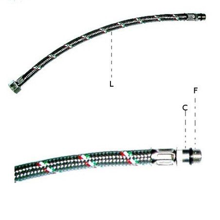 Stainless steel flexible pipe for mixer taps 12x1 Short