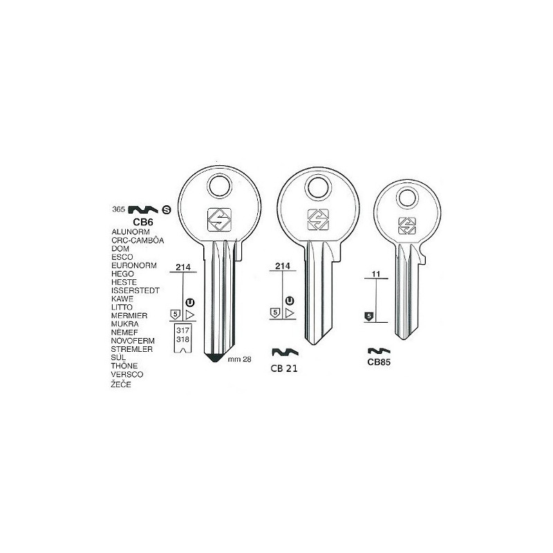 Flat Keys for Cylinder Locks Corbin