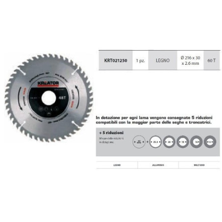 Circular Saw Blade 216x30x2.6 Z 60